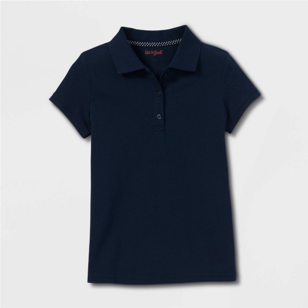 Girls Cat & Jack Navy Short Sleeve Pique uniform Polo Shirt